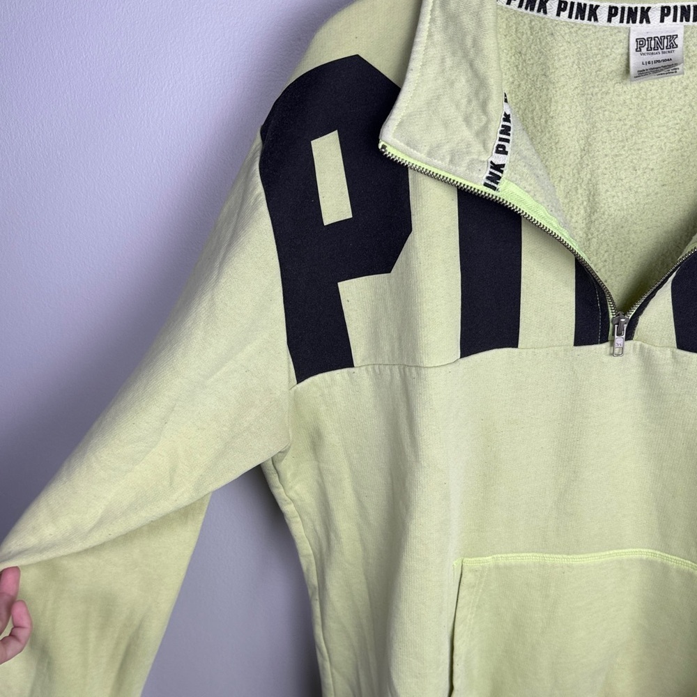 Y2K Style PINK VS Neon Green Oversized 1/4 Zip Sweatshirt Size L Read Desc - Picture 4 of 6
